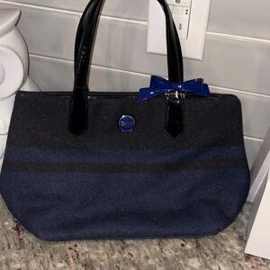 Coach Black and Navy Tote Bag with Blue Accent